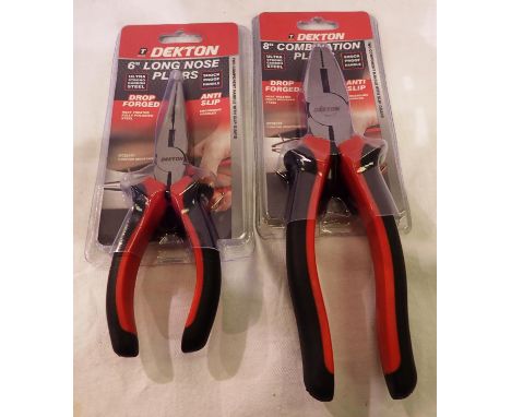 Pair of new and unused 6 inch long nose pliers and a pair of new and unused 8 inch combination pliers (2). P&amp;P Group 1 (£