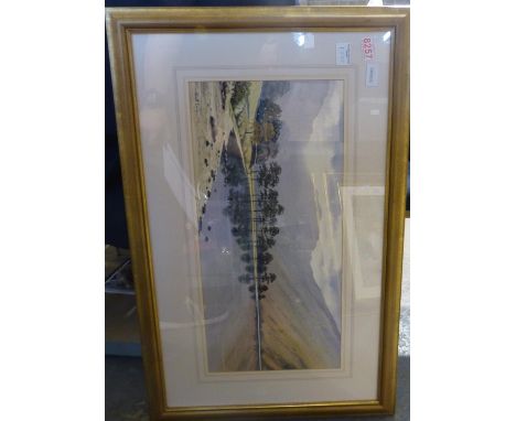Stuart Long (20th century): watercolour, Morning Light - Buttermere, 58 x 28 cm. Not available for in-house P&amp;P 