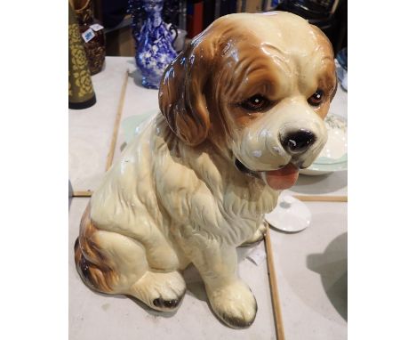 Large ceramic dog figure, H: 38 cm. Not available for in-house P&amp;P 