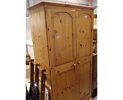 Pine double door wardrobe with internal shelf, 95 x 55 x 185 cm H. Not available for in-house P&amp;P 