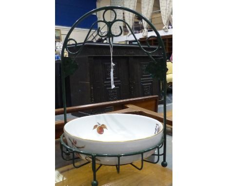 Large Royal Worcester bowl on a metal stand, H: 43 cm. P&amp;P Group 3 (£25+VAT for the first lot and £5+VAT for subsequent l