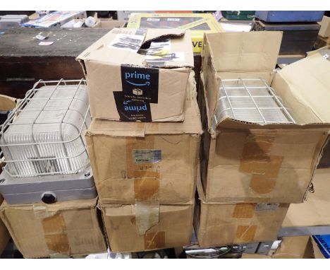 Six bulk head light fittings and a quantity of spare bulbs. Not available for in-house P&amp;P 