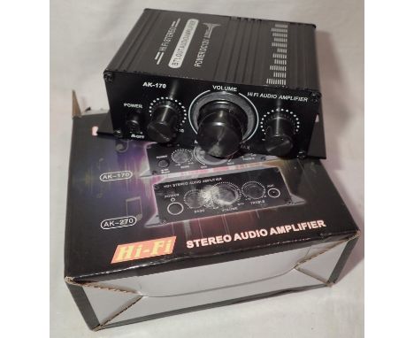 AK 170 Mini Hi Fi Audio Amplifier, boxed. P&amp;P Group 1 (£14+VAT for the first lot and £1+VAT for subsequent lots) 