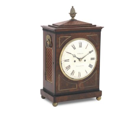 A Regency mahogany bracket clockthe dial inscribed N Hedge, ColchesterThe 7 1/2 inch dial with Roman numerals, the twin train