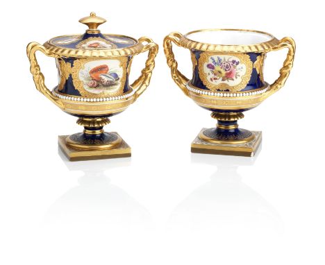 A Flight, Barr and Barr vase and cover, and another similar lacking coverCirca 1820-25Of campana shape with gilded twisted vi