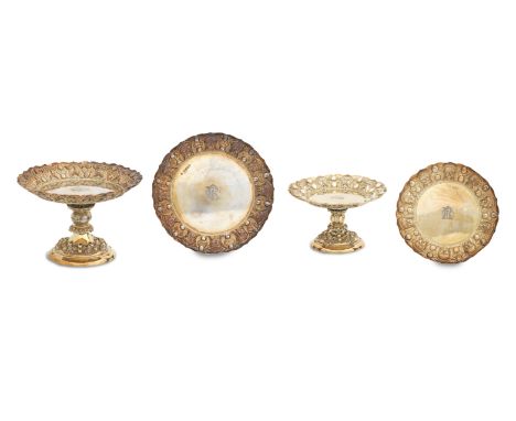 A good set of four Victorian silver-gilt comportsby Martin, Hall &amp; Co, London 1879 In two sizes, each chased and embossed