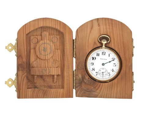 Hamilton Watch Company: An early 20th century 14ct gold open faced keyless pocket watchSerial number 1620467The white enamel 