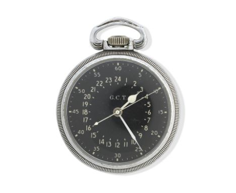 Hamilton Watch Company: A Stainless steel military keyless pocket watchThe black dial with Arabic numerals and second sweep, 