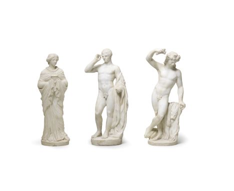 Three Italian biscuit figuresLate 18th/early 19th CenturyAfter classical sculpture, depicting Dyonisus, a goddess or priestes