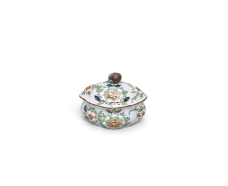 A Milan, Pasquale Rubati, faience sugar bowl and coverLate 18th CenturyOf lobed oval form, the cover with a berry finial, pai