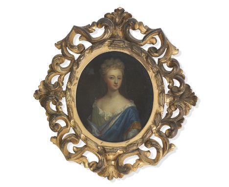 19th Century SchoolPortrait of Princess Amelia, Daughter of King George IIIoil on canvas, laid on panel, oval portrait in Flo