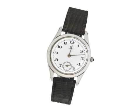 Omega: A stainless steel manual wind wristwatchThe white enamel dial with Arabic numerals, 265 calibre movement, stamped '15 
