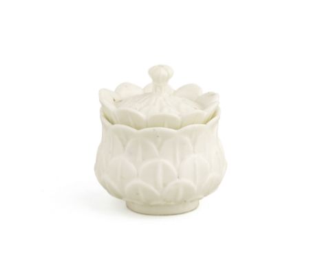 A St. Cloud toilet pot and coverCirca 1740Moulded as an artichoke with overlapping leaves, the cover with a knopped finial, 7