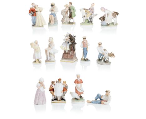 A group of Royal Copenhagen models20th CenturyIncluding 'Shepherdess and Chimney sweep', model no. 1276, 'Emperor's new cloth