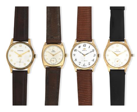Marvin: A 9K gold gents manual wind wristwatchDate: circa 1970Movement: 17-jewel Cal.525 manual wind movementDial: white enam