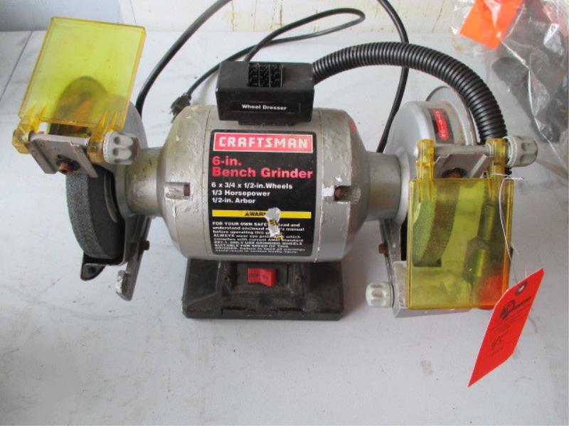 Craftsman 6" Bench Grinder, 6 x 3/4" x 1/2" Wheels, 1/2 HP, 1/2" Arbor