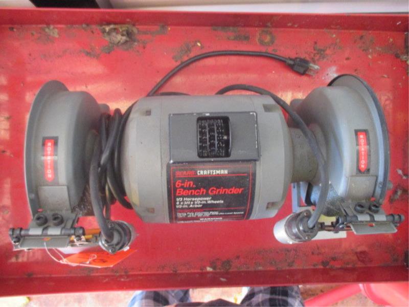 6" Bench Grinder, Craftsman, 6x3/4 x 1/2" Wheels, 1/3HP, 1/2" arbor