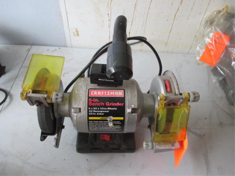 Craftsman 6" Bench Grinder, 6 x 3/4" x 1/2" Wheels, 1/2 HP, 1/2" Arbor