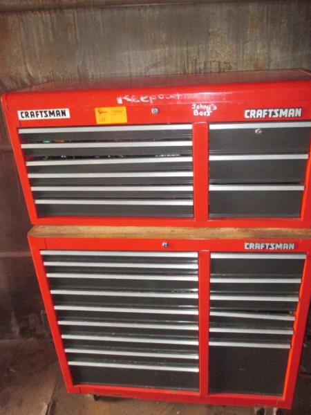 Craftsman Rolling Tool Box Red 2 Sections Top 9 Drawers