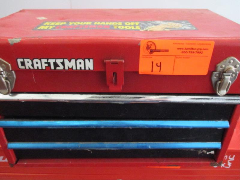 Craftsman Bench Top Tool Box, Red, Lift Top Cover w/ Assorted Tools