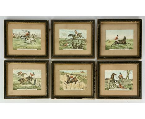 A set of six small humorous hunting prints - 1920s-30s, in Hogarth frames, the frames 24 x 26.5cm.