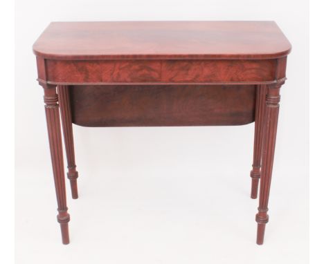 A late-Regency single-dropflap side table in the manner of Gillows - the D-shaped top with a single dropflap to the rear open