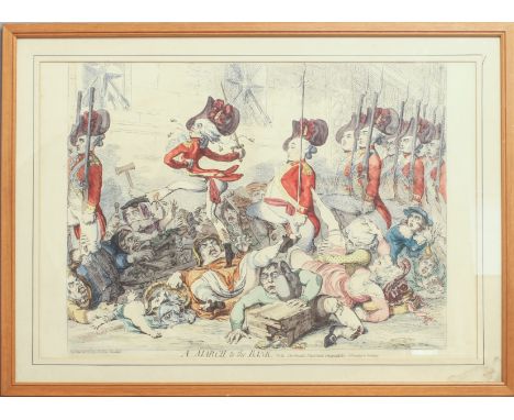 after James Gillray (British, 1757-1815) - A March to the Bank, etching with hand colouring, orig. published August 22nd 1787