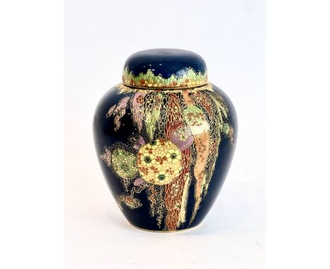 A 1930s Crown Devon Art Deco 'Fantazia Lustre' ginger jar - gilt printed factory marks and factory paper label to base, 12.7c