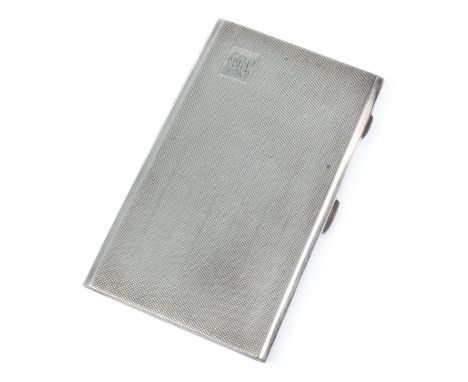 A George VI silver cigarette case - Inman Manufacturing Co, Birmingham 1945, rectangular with bevelled long edges and engine 