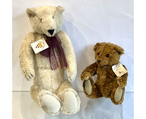 Two mohair artists bears, comprising - 1. Canterbury Bears, 'Josephine', cream mohair with black boot button eyes, cream cott