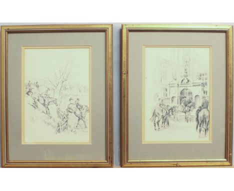 Four framed monochrome hunting prints after Lionel Edwards - 23.2 x 16.1cm, modern gilt frames.
