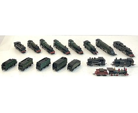 A collection of eleven OO gauge model railway steam locomotives - mostly Hornby, also including Mainline, Triang and Bachmann