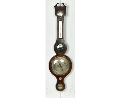 A Regency mahogany wheel barometer - by Cattelli &amp; Son, Hereford, 99cm high, for repair, a/f.