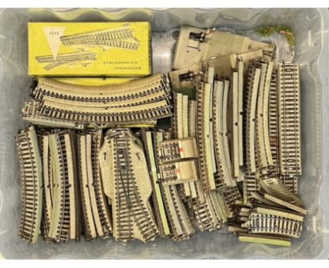 A quantity of Marklin HO gauge tinplate M-track - 1950s-60s, in very good condition overall (removed from a 10ft x 6ft 6 layo
