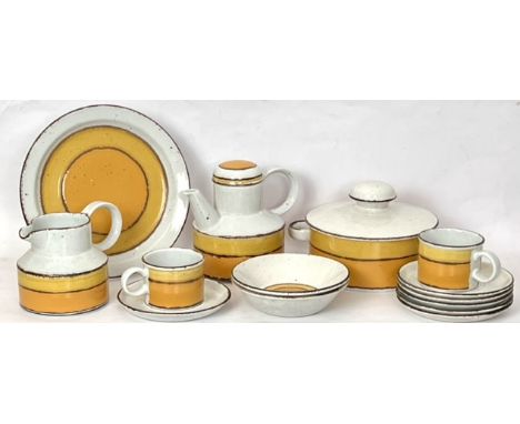 A collection of vintage dinner and tea/coffee ware - including a set of six Purbrook Pottery stoneware covered soup bowls wit