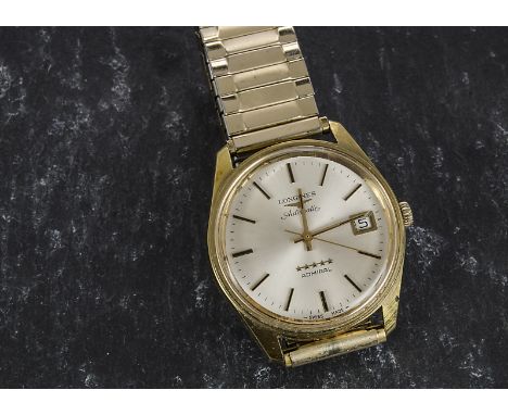 A 1970s Longines Automatic Admiral gentleman’s wristwatch, gold plated case with stainless steel back marked 15 709074, appea