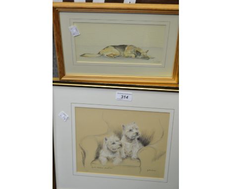 Gill Evans (20th Century),
West Highland Whites,
 signed in pencil Ltd edition print,.
Home (20th Century)
German Shepherd Sl