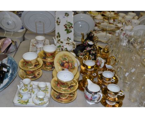 Ceramics - a Continental porcelain gold coloured coffee service; a Continental tete a tete service; a Wedgwood Ralph Lauren c