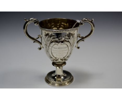 Cup Trophy - Crystal & Gold, Crystal Cup Award with Scroll Handles Award