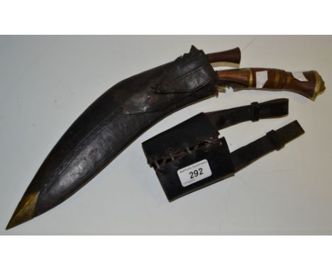 A brass mounted leather scabbard