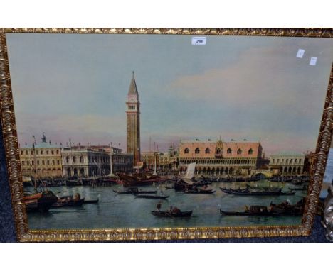 After Canaletto, Piazzetta And The Doge's Palace, coloured print, framed