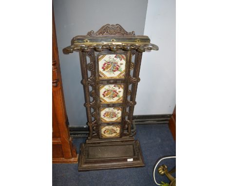 Victorian Tile Back Cast Iron Stick Stand 