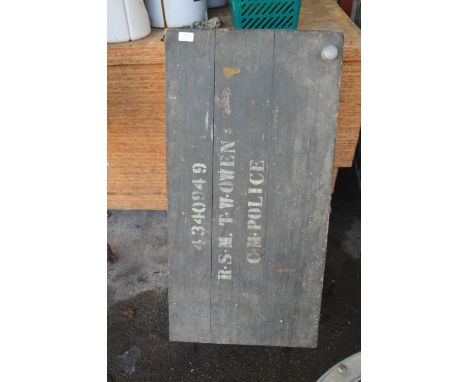 Pine Painted Wooden Trunk "C.M. Police" 
