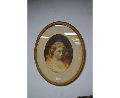Gilt Framed Oval Watercolour Portrait 