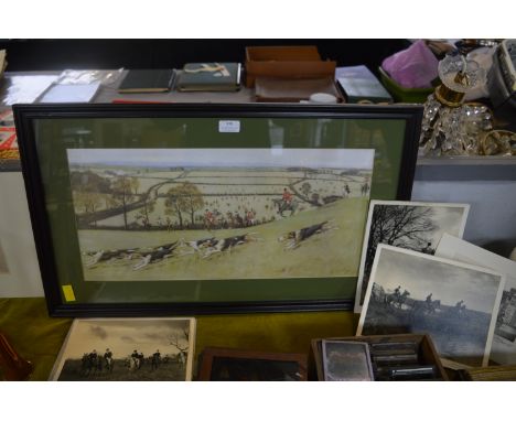 Framed Cecil Aldin Hunting Print plus Photos of the Holderness Hunt 