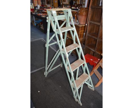 Green Painted Folding Step Ladders by Woodware 