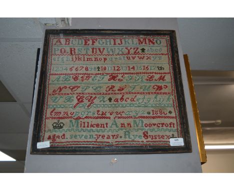 Framed Wool Work Sampler 1880 
