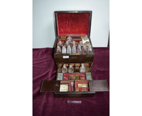 Victorian Mahogany Apothecary Chest with Original Bottles, Scales, etc. 
