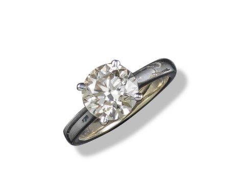 A diamond solitaire ring, the round brilliant-cut diamond weighs approximately 1.90cts and is claw-set in white gold, size I