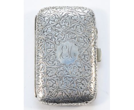 A silver cigarette case, Birmingham 1887, with engraved initials to the front, 8x5cm, 45gm.